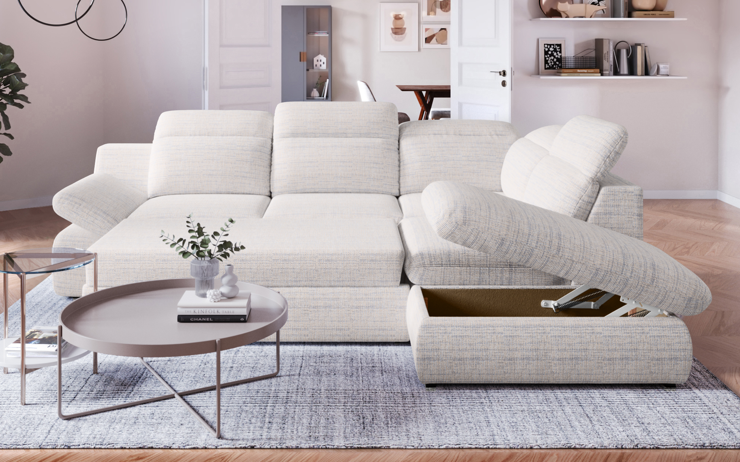 Extendable corner sofa Loran, light beige  2